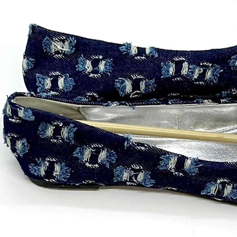Denim Patchwork Flats By Fahrenheit.  Size 6